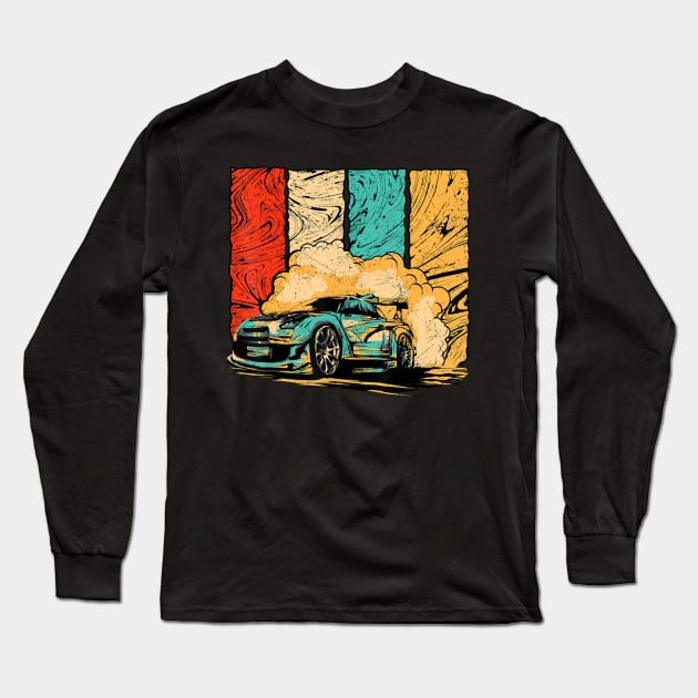 Vintage Drift Car Retro Drifting Racecar Motive Long Sleeve T-Shirt by HandMadingGift